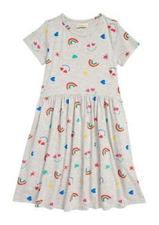Tucker + Tate Kids' Print Short Sleeve Dress in Grey Light Heather Happy Icons at Nordstrom