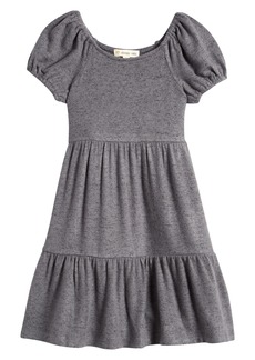 Tucker + Tate Kids' Tiered Puff Sleeve Knit Dress in Grey Dk Charcoal Heather at Nordstrom Rack