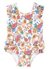 Tucker + Tate Ruffle One-Piece Swimsuit in White- Pink Tropical Fruit at Nordstrom