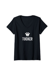 Womens Tucker the King / Crown & Name Design for Men Called Tucker V-Neck T-Shirt