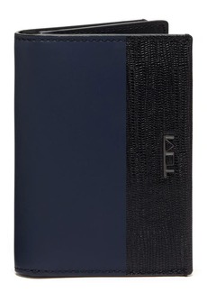 Tumi Gusseted Leather Card Case in Navy/Black at Nordstrom