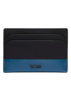 Tumi Slim Two Tone Leather Card Case in Turquoise/Black at Nordstrom