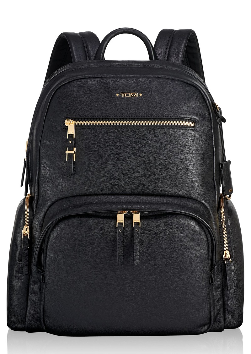 tumi leather backpack