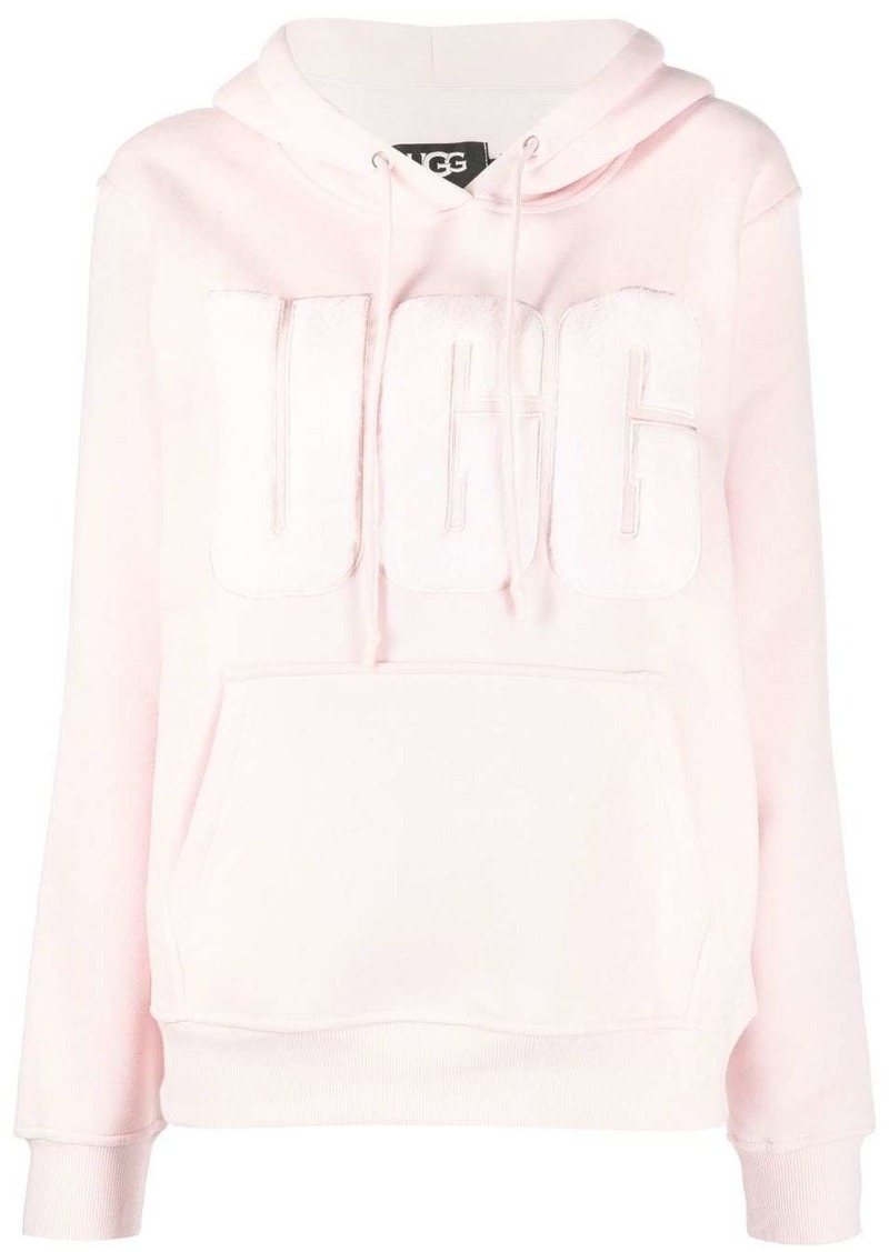 UGG faux-fur logo-embossed hoodie