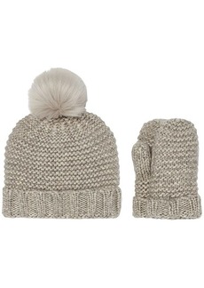 UGG Knit Hat with Faux Fur Pom and Knit Mittens Set (Toddler/Little Kids)