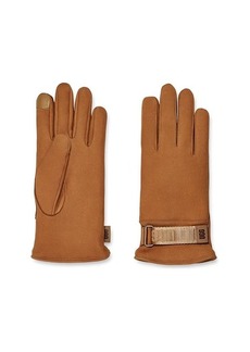 UGG Logo Leather Smart Gloves with Conductive Tips and Recycled Microfur Lining