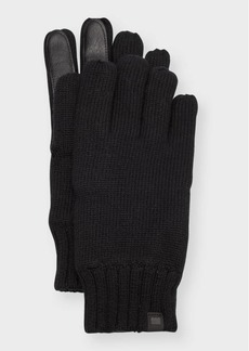 UGG Men's Knit Gloves with Leather Palm Patch