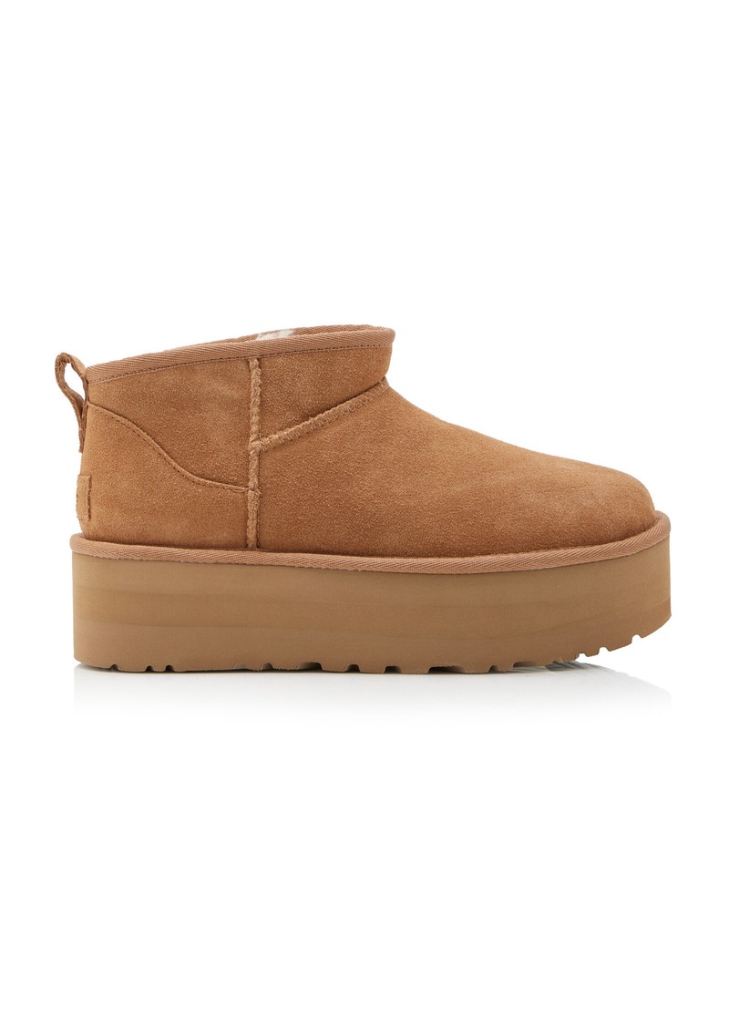 UGG - Classic Ultra Mini Sheepskin Platform Boots - Tan - US 12 - Moda Operandi