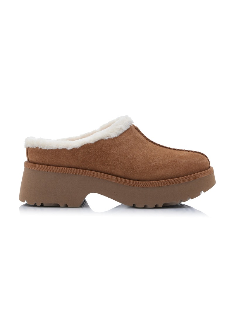 UGG - Cozy New Heights Suede and Shearling Clogs - Tan - US 12 - Moda Operandi