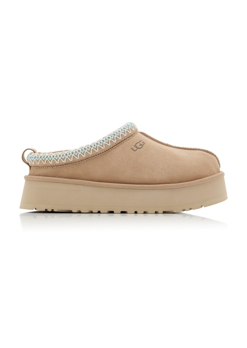 UGG - Tazz Suede Platform Slippers - Neutral - US 10 - Moda Operandi