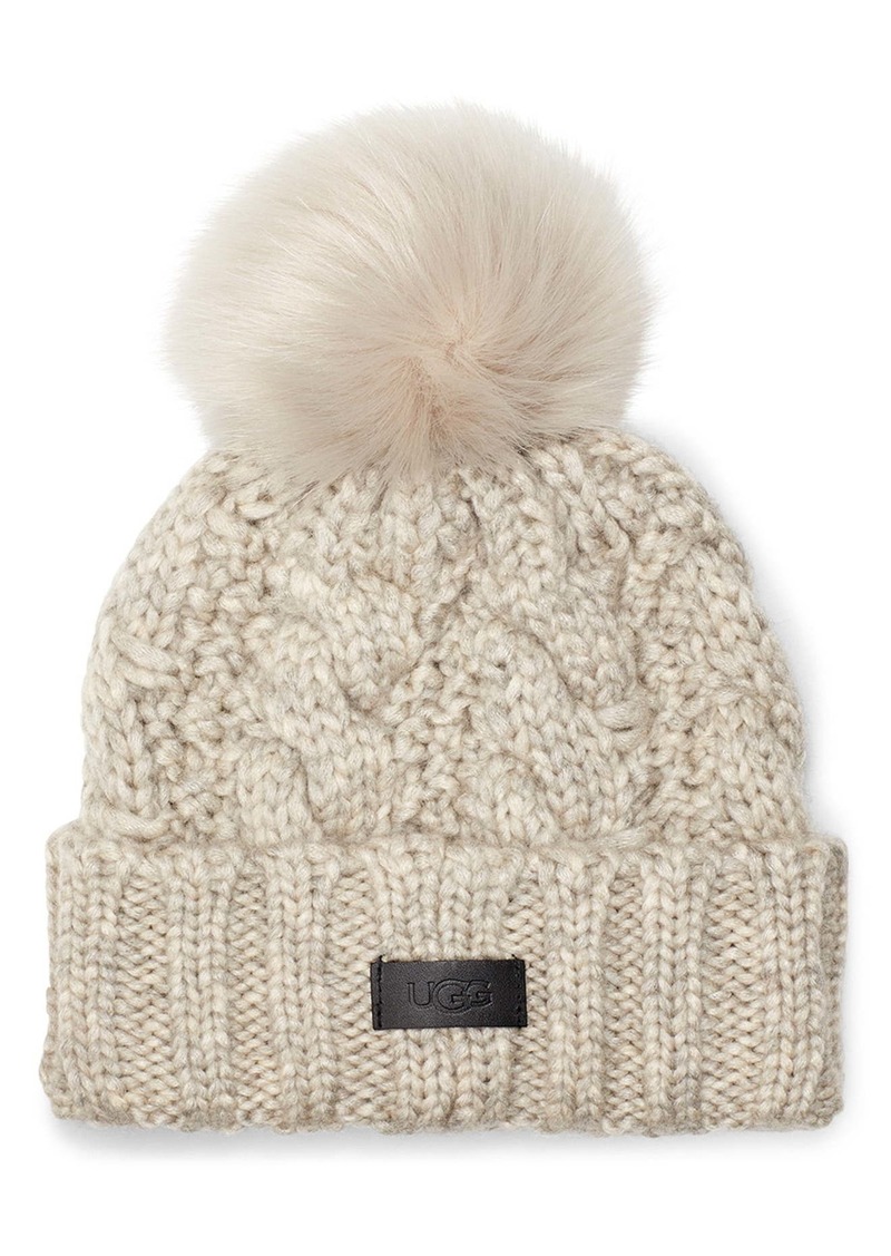 ugg cable knit pom beanie