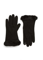 UGG® Genuine Shearling Trim Suede Tech Gloves