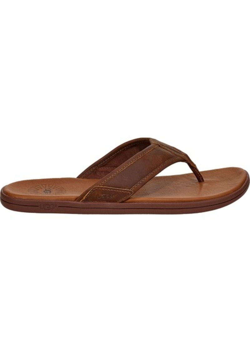 UGG Men's Seaside Leather Flip Flop, Size 12, Brown