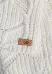 Ugg Rib Edge & Logo Patch Solid Cable Knit Scarf - Nimbus