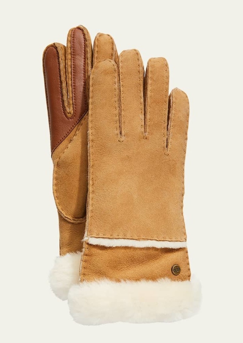 UGG Seamed Touchscreen Shearling-Lined Gloves