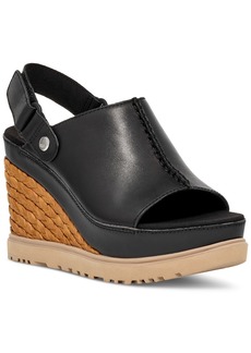 Ugg Women's Abbot Slingback Raffia-Wedge Sandals - Black