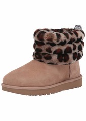 UGG Women's Fluff Mini Quilted Leopard Fashion Boot   M US