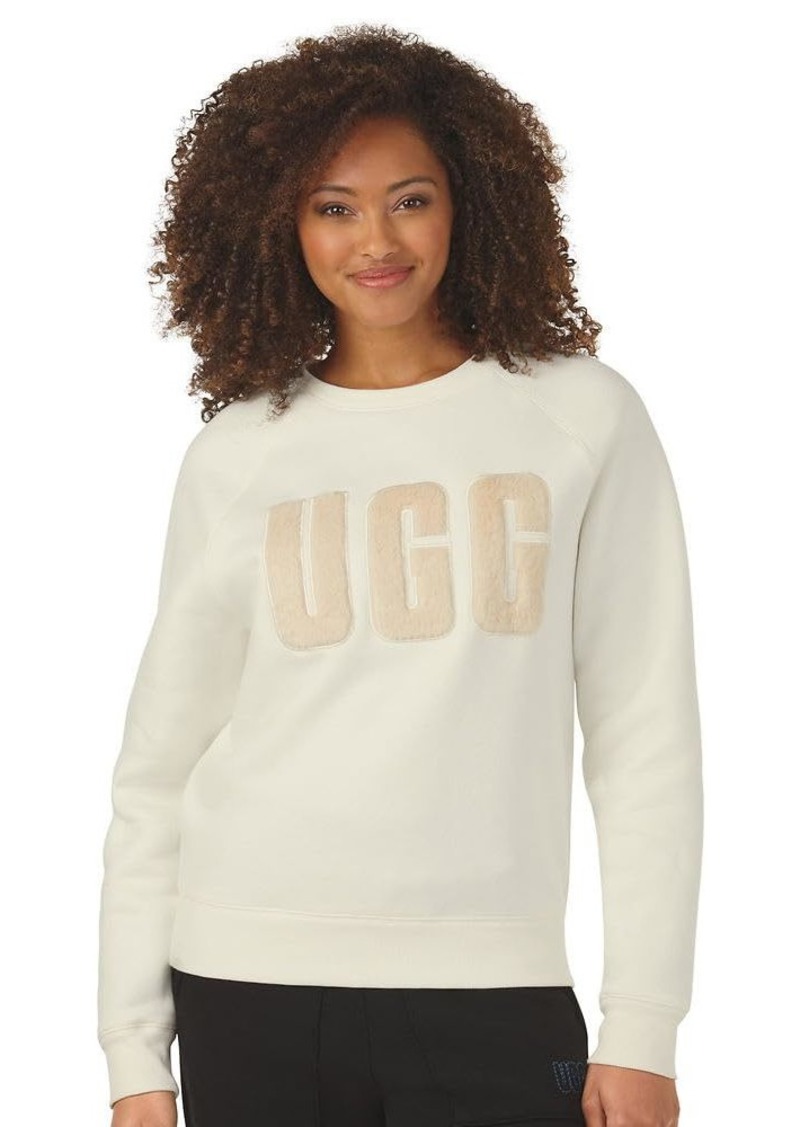 UGG Women's Madeline Fuzzy Logo Crewneck Sweater Nimbus Sand XL