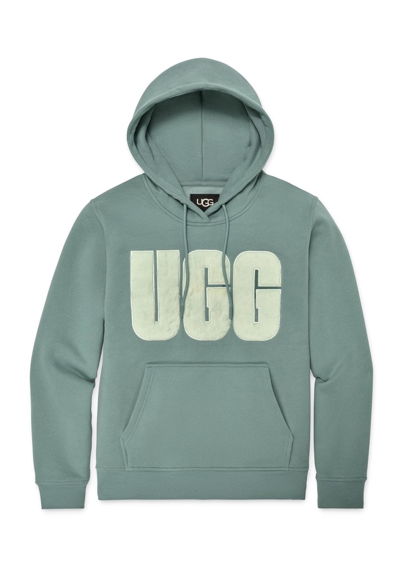 UGG Women's Rey Fuzzy Logo Hoodie DEEP ICE