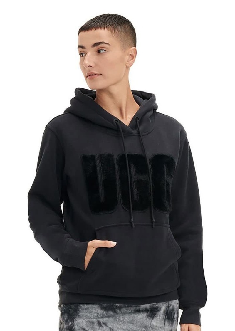 UGG Women's Rey Fuzzy Logo Hoodie Sweatshirt  M