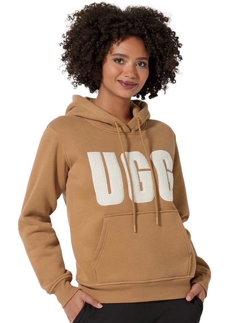 UGG Women's Rey Uggfluff Logo Hoodie Sweater Chestnut Plaster S