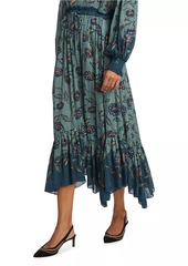 Ulla Johnson Alice Floral Handkerchief-Hem Midi-Skirt
