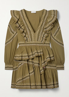Ulla Johnson Anais Ruffled Embroidered Cotton-poplin Mini Dress