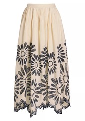 Ulla Johnson Annisa Embroidered A-Line Midi-Skirt