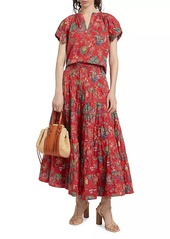 Ulla Johnson Aspen Floral High-Waisted A-Line Midi-Skirt