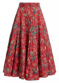 Ulla Johnson Aspen Floral High-Waisted A-Line Midi-Skirt