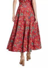 Ulla Johnson Aspen Floral High-Waisted A-Line Midi-Skirt