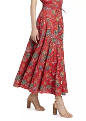 Ulla Johnson Aspen Floral High-Waisted A-Line Midi-Skirt