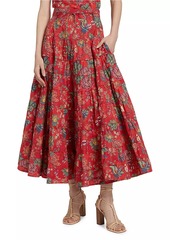 Ulla Johnson Aspen Floral High-Waisted A-Line Midi-Skirt