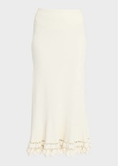 Ulla Johnson Ayla Embellished-Hem Midi Knit Skirt