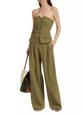 Ulla Johnson Carine Pinstripe Wool-Blend Pants