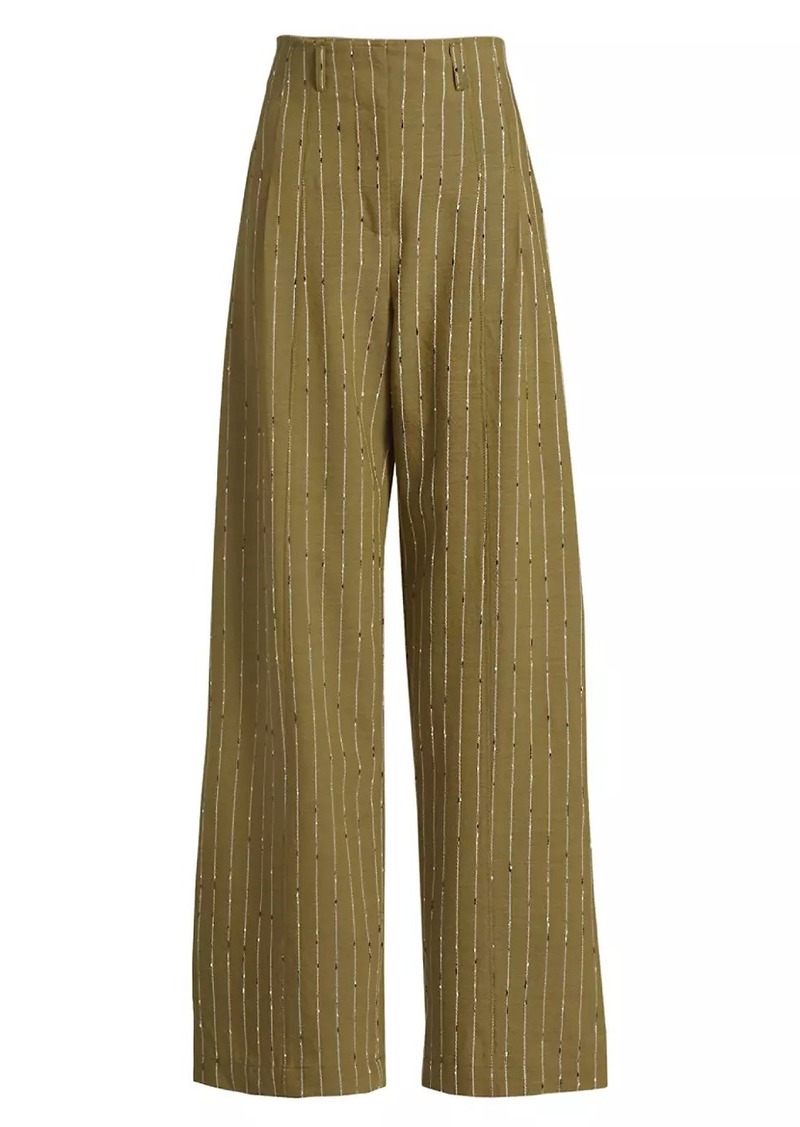 Ulla Johnson Carine Pinstripe Wool-Blend Pants