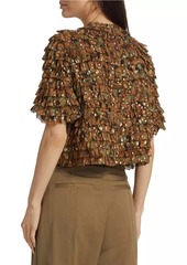 Ulla Johnson Carmella Metallic Ruffled Crop Blouse