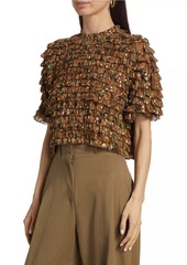 Ulla Johnson Carmella Metallic Ruffled Crop Blouse