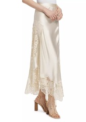 Ulla Johnson Cressida Silk Lace-Paneled Midi-Skirt