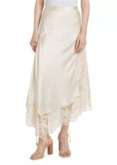 Ulla Johnson Cressida Silk Lace-Paneled Midi-Skirt