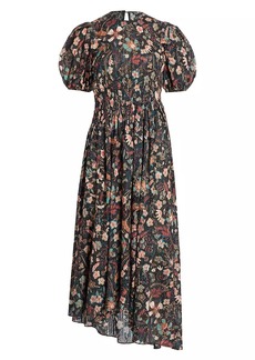 Ulla Johnson Eden Floral Puff-Sleeve A-Line Dress