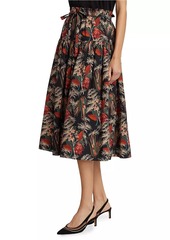 Ulla Johnson Fernanda Floral Cotton Midi-Skirt