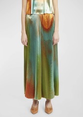 Ulla Johnson Giada Pleated Ombré Midi Skirt