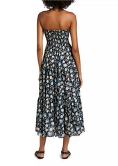 Ulla Johnson Lucca Floral Smocked Cotton-Blend Midi-Dress