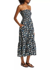 Ulla Johnson Lucca Floral Smocked Cotton-Blend Midi-Dress