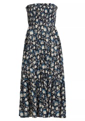 Ulla Johnson Lucca Floral Smocked Cotton-Blend Midi-Dress