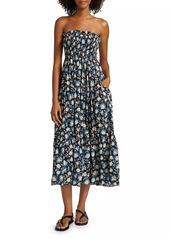 Ulla Johnson Lucca Floral Smocked Cotton-Blend Midi-Dress