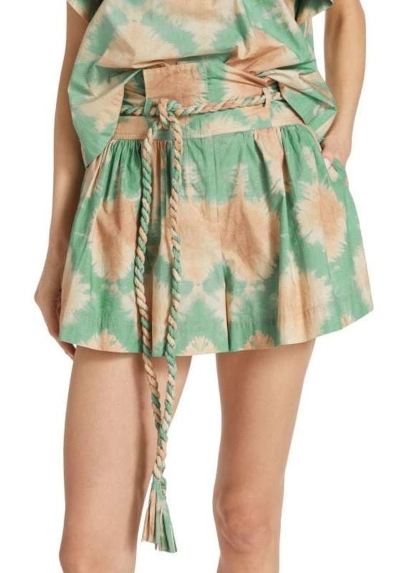 Ulla Johnson Marin Tie-Dye Belted Shorts