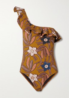 Ulla Johnson Martina One-shoulder Ruffled Floral-print Swimsuit