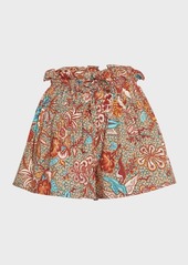 Ulla Johnson Rylan Cotton Poplin Wide-Leg Paperbag Shorts